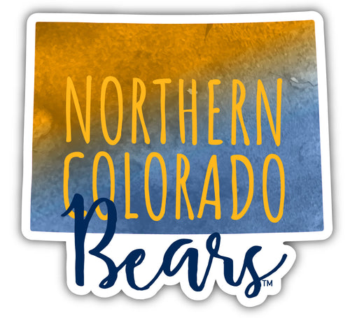 Northern Colorado Bears 4-Inch Watercolor State Shaped NCAA Vinyl Decal Sticker for Fans, Students, and Alumni