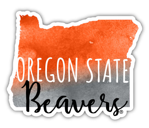 Oregon State Beavers 4-Inch Watercolor State Shaped NCAA Vinyl Decal Sticker for Fans, Students, and Alumni