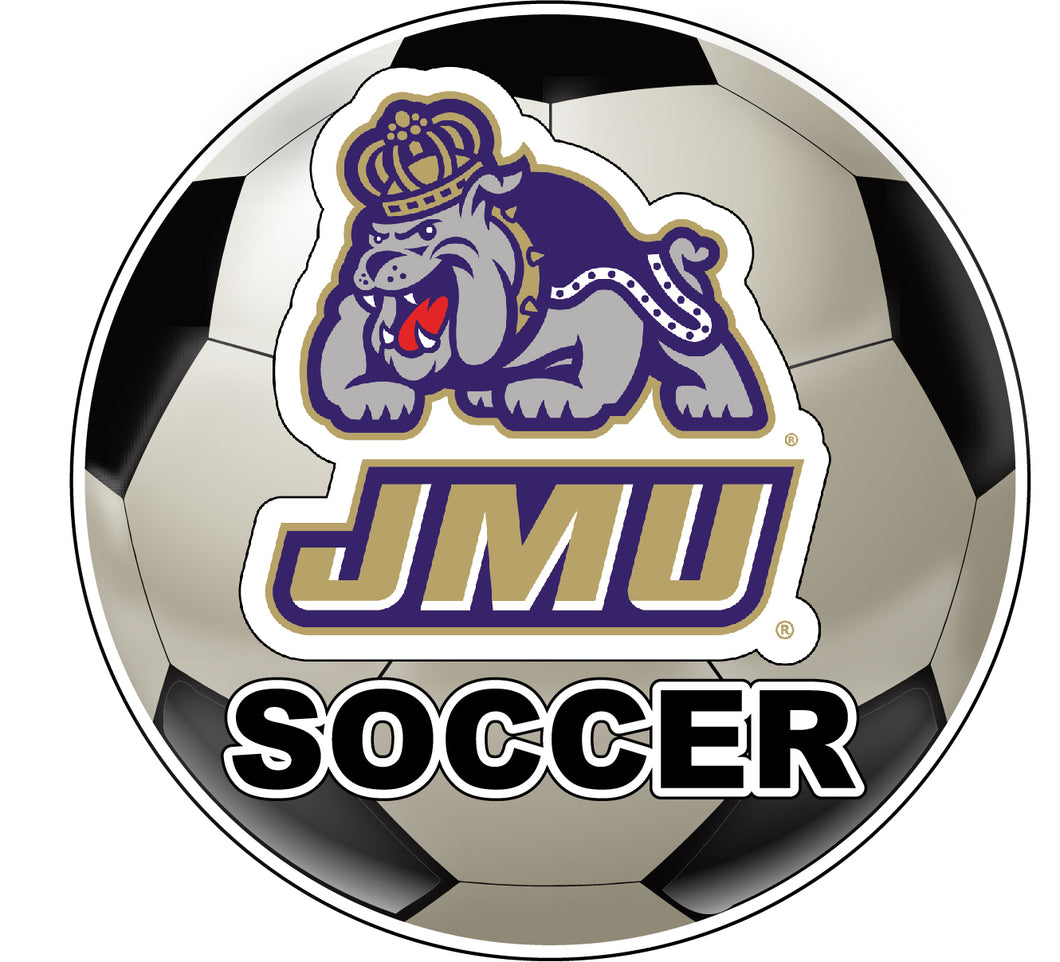 James Madison Dukes 4-Inch Round Soccer Ball NCAA Soccer Passion Vinyl Sticker