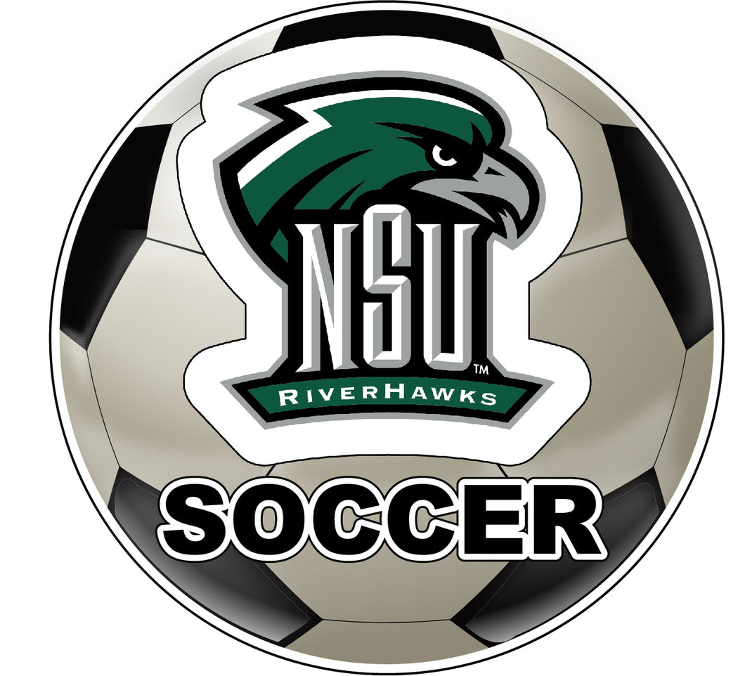 Northeastern State University Riverhawks 4-Inch Round Soccer Ball NCAA Soccer Passion Vinyl Sticker