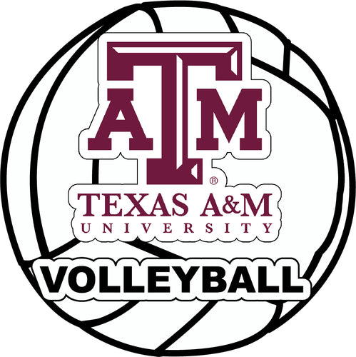 Texas A&M Aggies 4-Inch Round Volleyball NCAA Vinyl Decal Sticker for Fans, Students, and Alumni