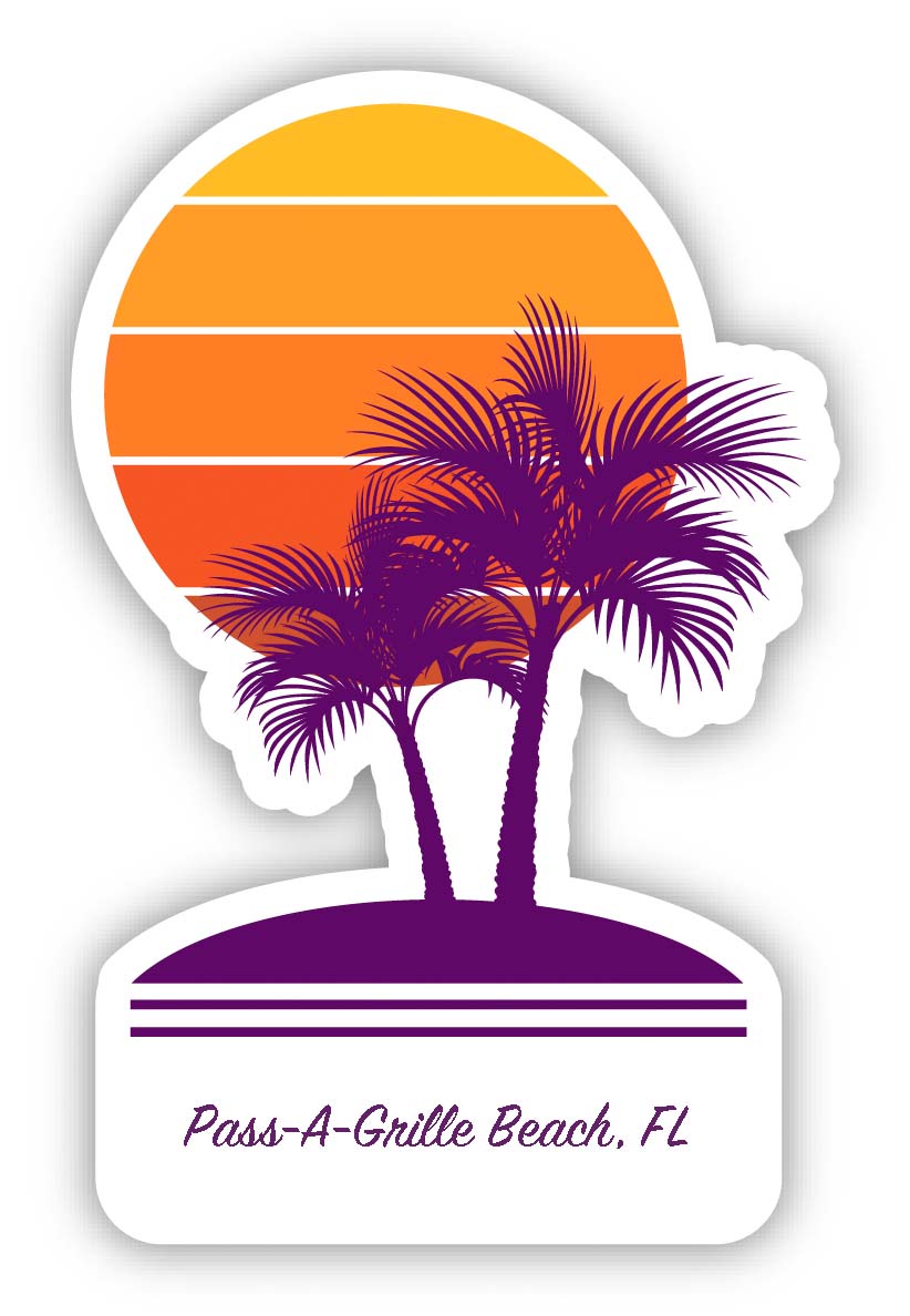 Pass-A-Grille Beach Florida Souvenir 4 Inch Vinyl Decal Sticker Palm design