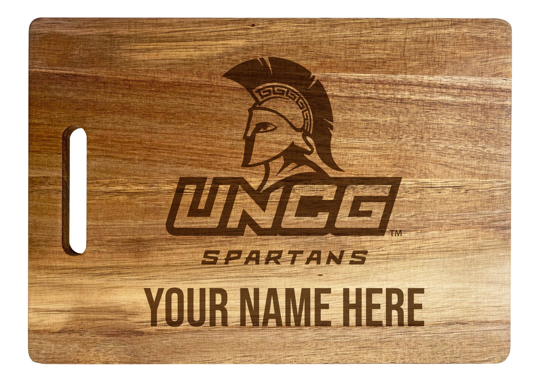 North Carolina Greensboro Spartans Custom-Engraved Acacia Wood Cutting Board - Personalized 10 x 14-Inch