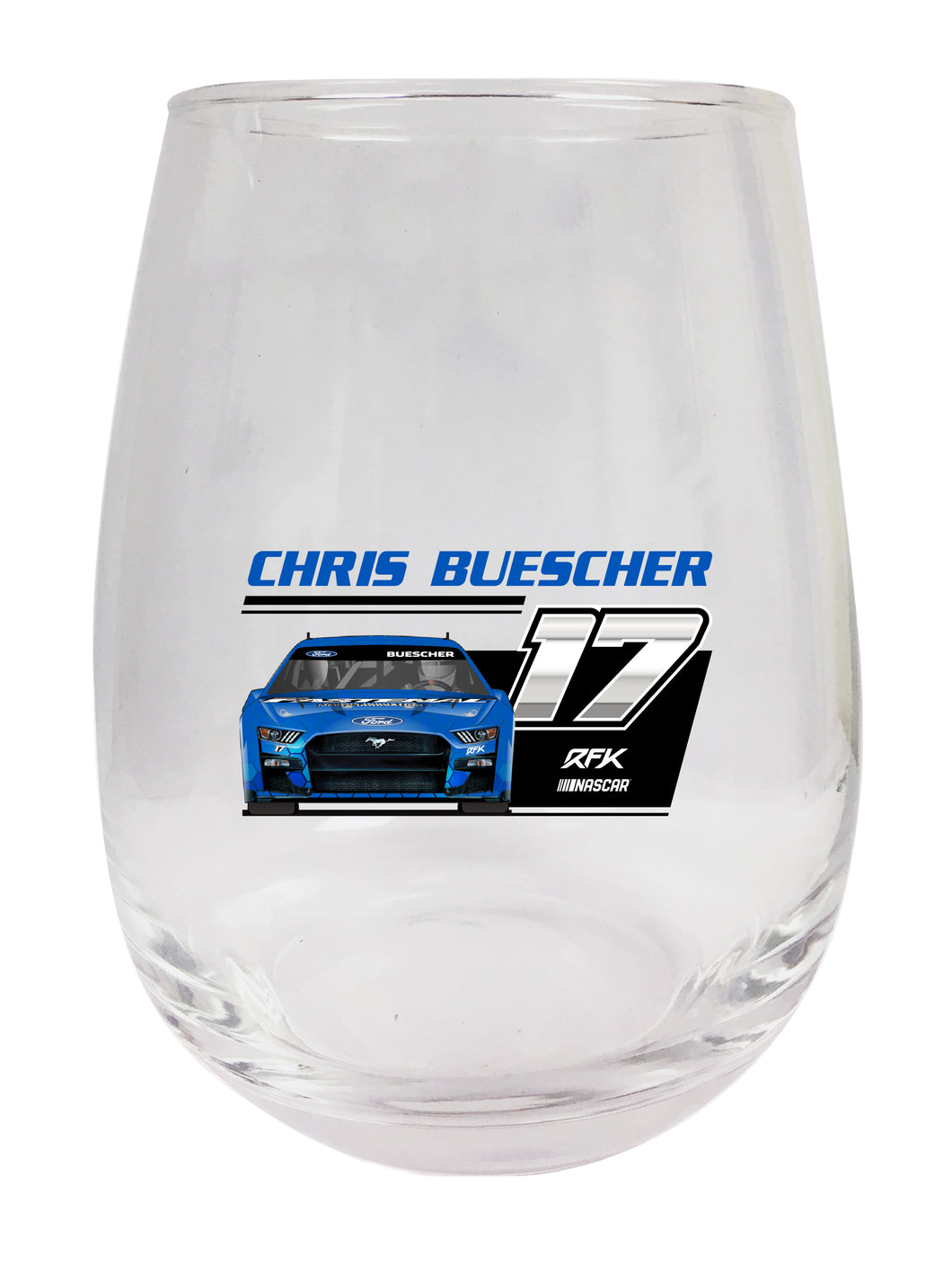 #17 Chris Buescher NASCAR Officially Licensed Stemless Wine Glass