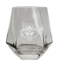 Load image into Gallery viewer, Arkansas State Tigers Etched Diamond Cut 10 oz Stemless Wine Glass - NCAA Licensed
