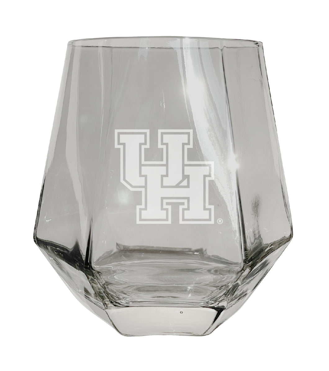 University of Houston Tigers Etched Diamond Cut 10 oz Stemless Wine Glass - NCAA Licensed