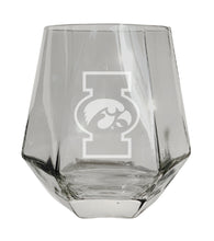 Load image into Gallery viewer, Iowa Hawkeyes Tigers Etched Diamond Cut 10 oz Stemless Wine Glass - NCAA Licensed
