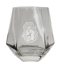 Load image into Gallery viewer, James Madison Dukes Tigers Etched Diamond Cut 10 oz Stemless Wine Glass - NCAA Licensed
