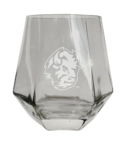 North Dakota State Bison Tigers Etched Diamond Cut 10 oz Stemless Wine Glass - NCAA Licensed