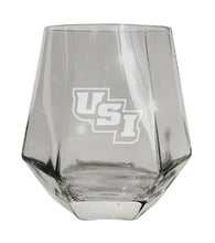 Load image into Gallery viewer, University of Southern Indiana Tigers Etched Diamond Cut 10 oz Stemless Wine Glass - NCAA Licensed
