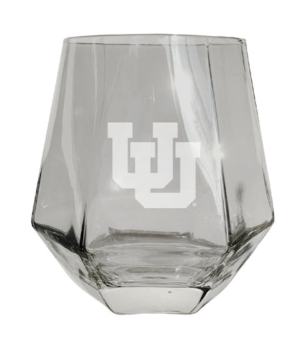 Utah Utes Tigers Etched Diamond Cut 10 oz Stemless Wine Glass - NCAA Licensed