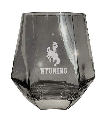 University of Wyoming Tigers Etched Diamond Cut 10 oz Stemless Wine Glass - NCAA Licensed