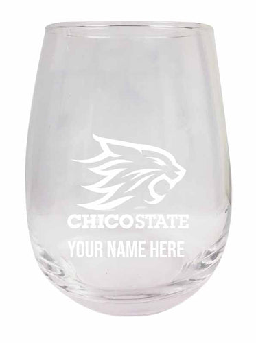 California State University, Chico NCAA Officially Licensed Laser-Engraved 9 oz Stemless Wine Glass - Personalize with Your Name, Ideal for Wine & Cocktails