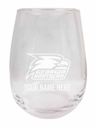 Georgia Southern Eagles NCAA Officially Licensed Laser-Engraved 9 oz Stemless Wine Glass - Personalize with Your Name, Ideal for Wine & Cocktails