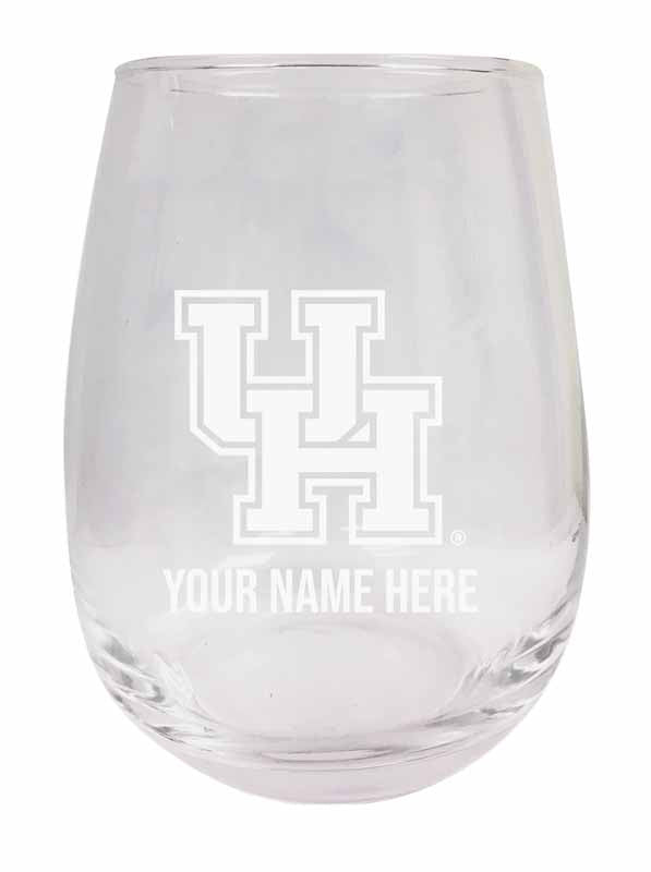 University of Houston NCAA Officially Licensed Laser-Engraved 9 oz Stemless Wine Glass - Personalize with Your Name, Ideal for Wine & Cocktails