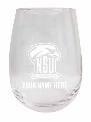 Northeastern State University Riverhawks NCAA Officially Licensed Laser-Engraved 9 oz Stemless Wine Glass - Personalize with Your Name, Ideal for Wine & Cocktails