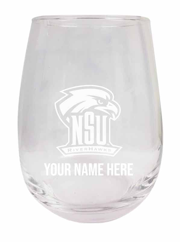 Northeastern State University Riverhawks NCAA Officially Licensed Laser-Engraved 9 oz Stemless Wine Glass - Personalize with Your Name, Ideal for Wine & Cocktails