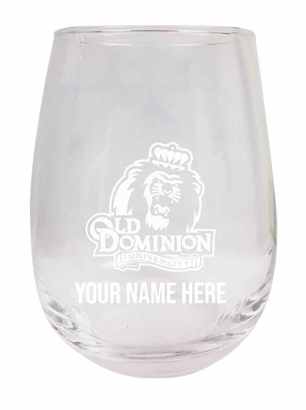 Old Dominion Monarchs NCAA Officially Licensed Laser-Engraved 9 oz Stemless Wine Glass - Personalize with Your Name, Ideal for Wine & Cocktails