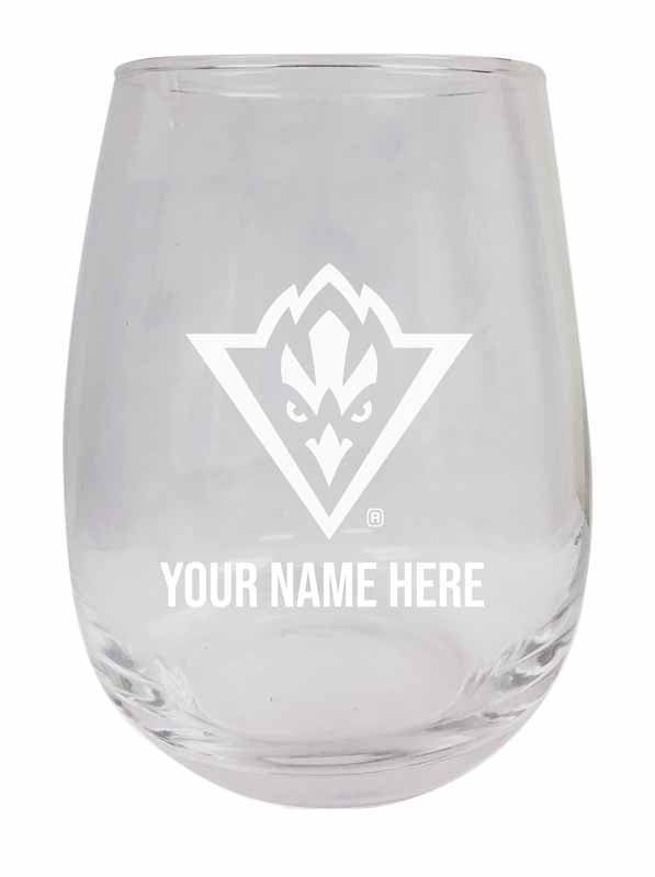 North Carolina Wilmington Seahawks NCAA Officially Licensed Laser-Engraved 9 oz Stemless Wine Glass - Personalize with Your Name, Ideal for Wine & Cocktails