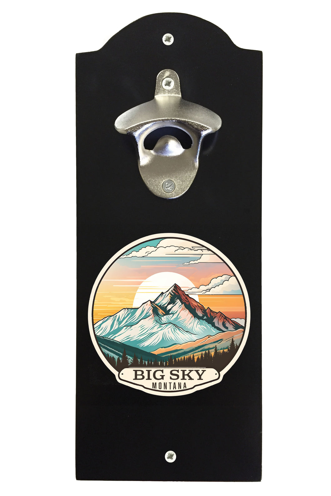 Big Sky Montana mountain Sunset Design Souvenir  Wall mounted bottle opener