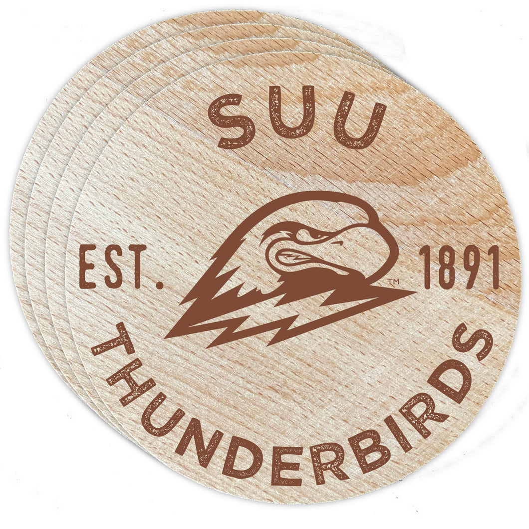 Southern Utah University Officially Licensed Wood Coasters (4-Pack) - Laser Engraved, Never Fade Design