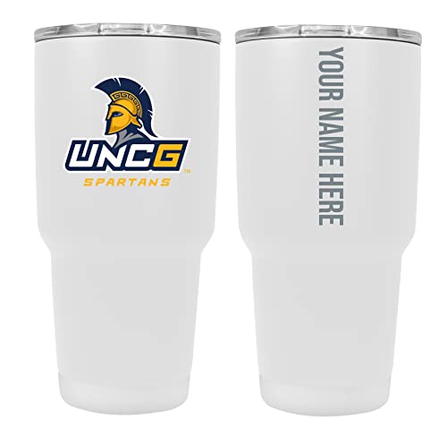 Custom North Carolina Greensboro Spartans White Insulated Tumbler - 24oz Engraved Stainless Steel Travel Mug