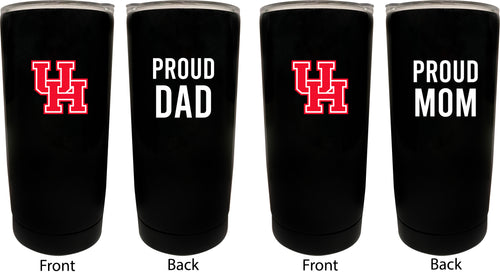 University of Houston NCAA Insulated Tumbler - 16oz Stainless Steel Travel Mug Proud Mom and Dad Design Black