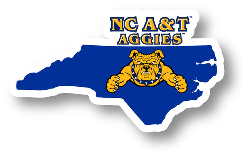 North Carolina A&T State Aggies 4-Inch State Shape NCAA Vinyl Decal Sticker for Fans, Students, and Alumni