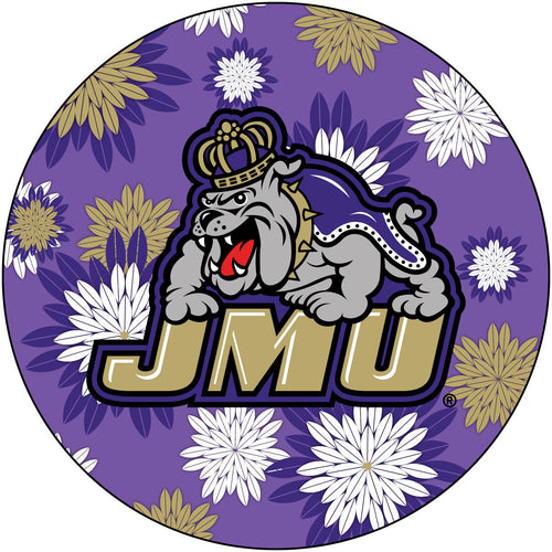 James Madison Dukes Round 4-Inch NCAA Floral Love Vinyl Sticker - Blossoming School Spirit Decal