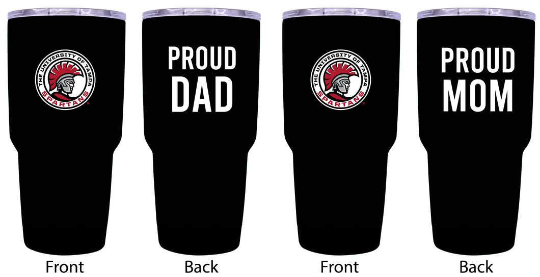 University of Tampa Spartans Proud Parent 24 oz Insulated Tumblers Set - Black, Mom & Dad Edition