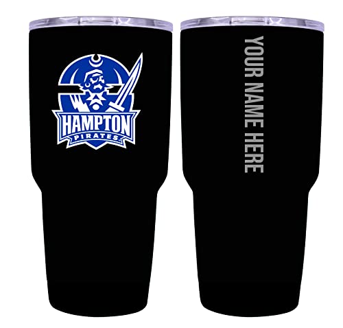 Custom Hampton University Black Insulated Tumbler - 24oz Engraved Stainless Steel Travel Mug