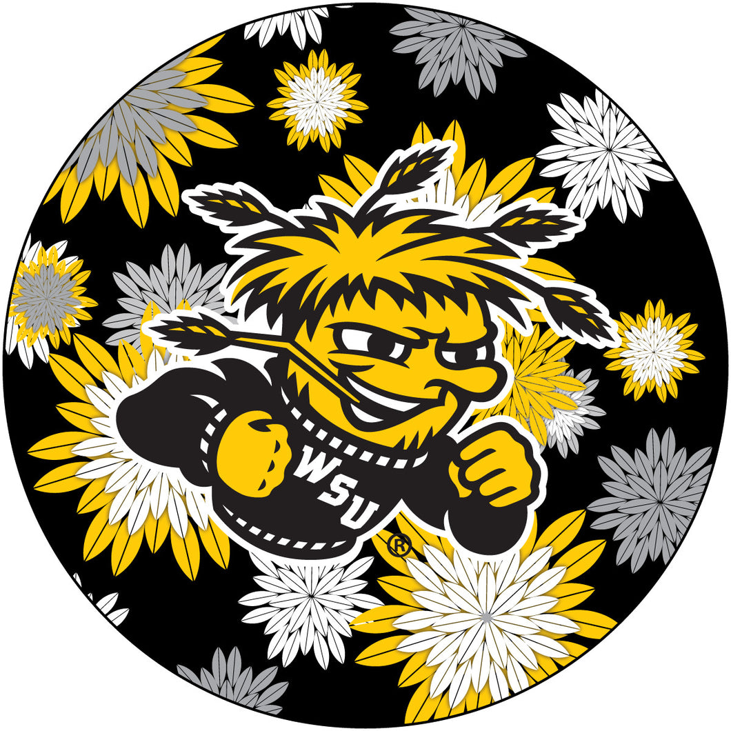 Wichita State Shockers Round 4-Inch NCAA Floral Love Vinyl Sticker - Blossoming School Spirit Decal