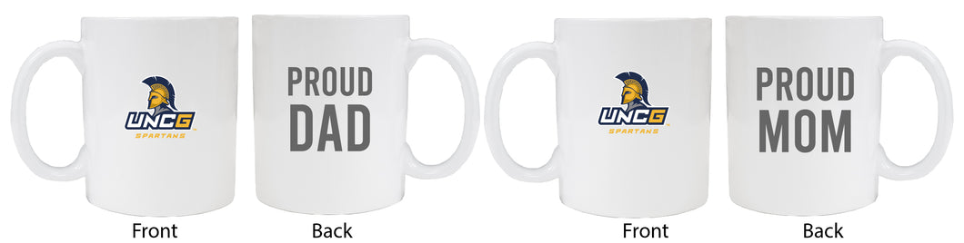 North Carolina Greensboro Spartans Proud Mom And Dad White Ceramic Coffee Mug 2 pack (White)