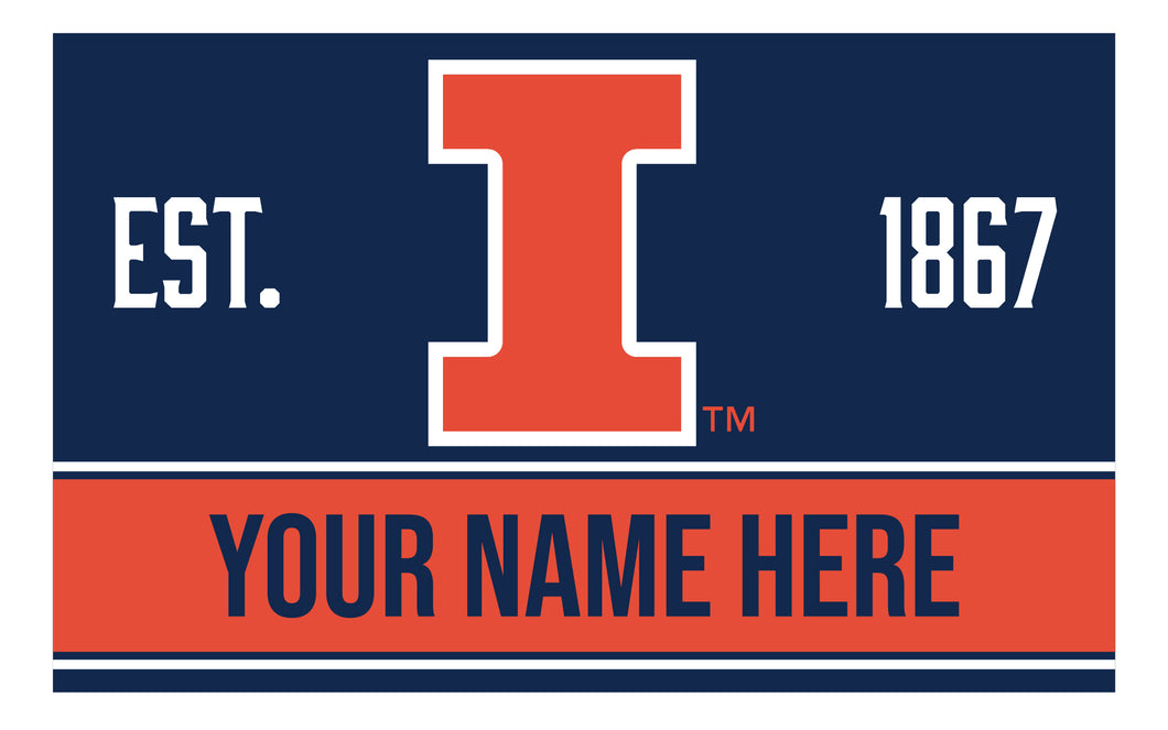 Personalized Customizable Illinois Fighting Illini Wood Sign with Frame Custom Name