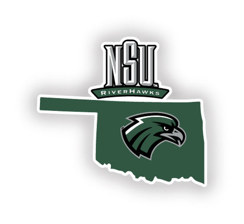 Northeastern State University Riverhawks 4-Inch State Shape NCAA Vinyl Decal Sticker for Fans, Students, and Alumni