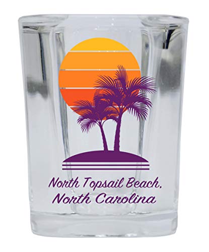 North Topsail Beach North Carolina Souvenir 2 Ounce Square Shot Glass Palm Design