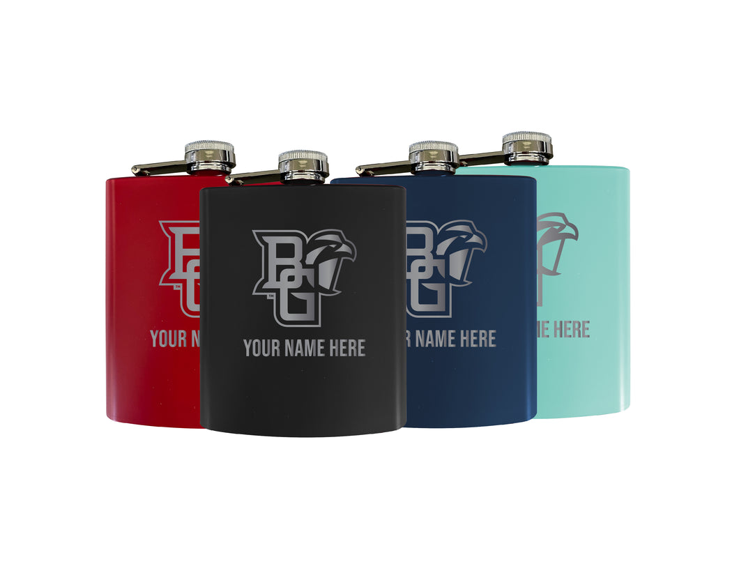 Bowling Green Falcons Officially Licensed Personalized Stainless Steel Flask 7 oz - Custom Text, Matte Finish, Choose Your Color