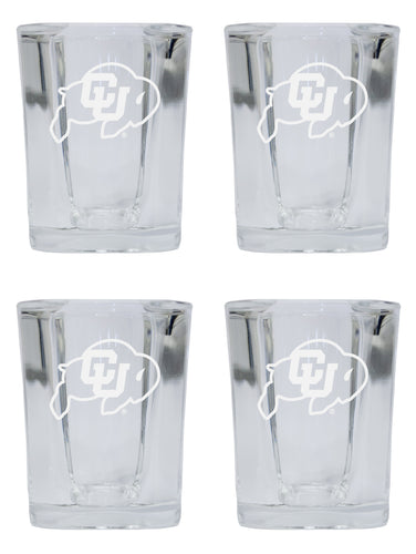 Colorado Buffaloes NCAA Collector's Edition 2oz Square Shot Glass - Laser Etched Logo 4-Pack