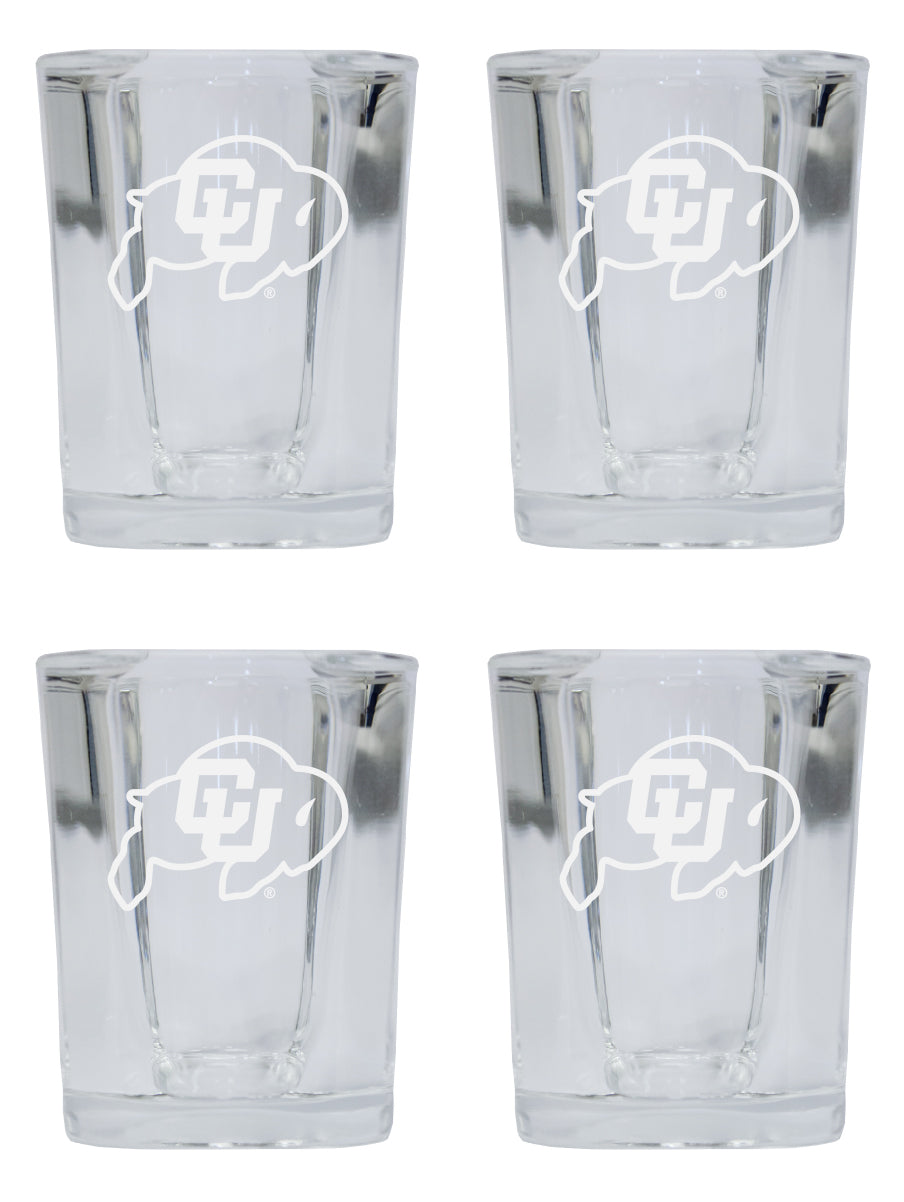 Colorado Buffaloes NCAA Collector's Edition 2oz Square Shot Glass - Laser Etched Logo 4-Pack