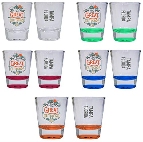 Tampa Florida The Great Outdoors Camping Adventure Souvenir Round Shot Glass (Red, 4-Pack)