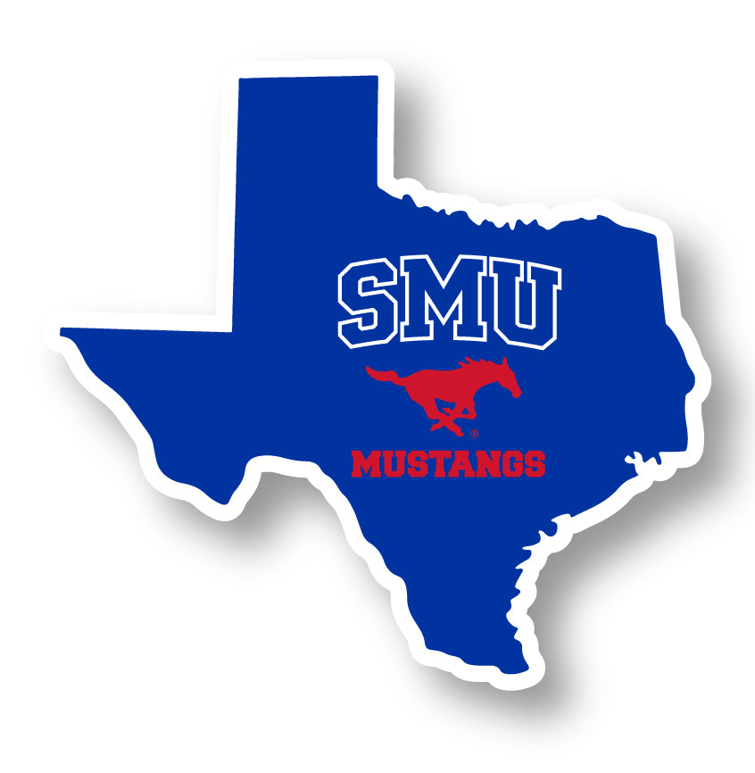 Southern Methodist University 4-Inch State Shape NCAA Vinyl Decal Sticker for Fans, Students, and Alumni