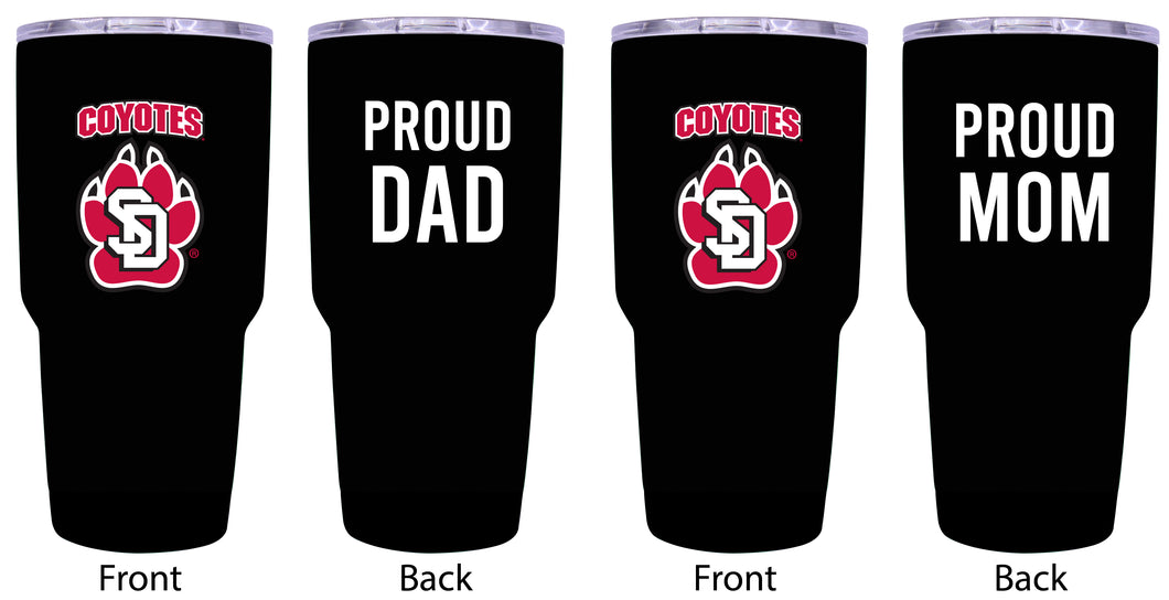 South Dakota Coyotes Proud Parent 24 oz Insulated Tumblers Set - Black, Mom & Dad Edition