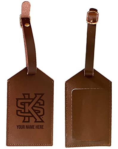 Kennesaw State University Premium Leather Luggage Tag - Laser-Engraved Custom Name Option