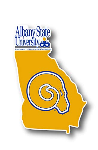 Albany State University 4-Inch State Shape 4-Pack NCAA Vinyl Decal Sticker for Fans, Students, and Alumni