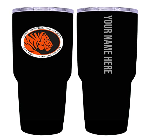 Custom East Central University Tigers Black Insulated Tumbler - 24oz Engraved Stainless Steel Travel Mug