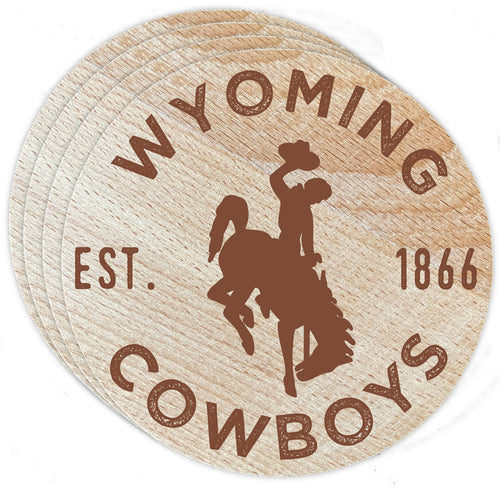 University of Wyoming Officially Licensed Wood Coasters (4-Pack) - Laser Engraved, Never Fade Design