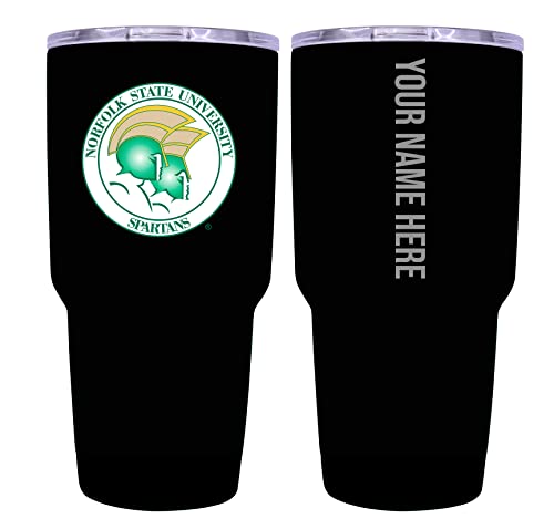 Custom Norfolk State University Black Insulated Tumbler - 24oz Engraved Stainless Steel Travel Mug