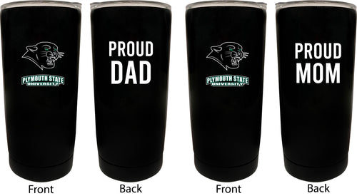 Plymouth State University NCAA Insulated Tumbler - 16oz Stainless Steel Travel Mug Proud Mom and Dad Design Black