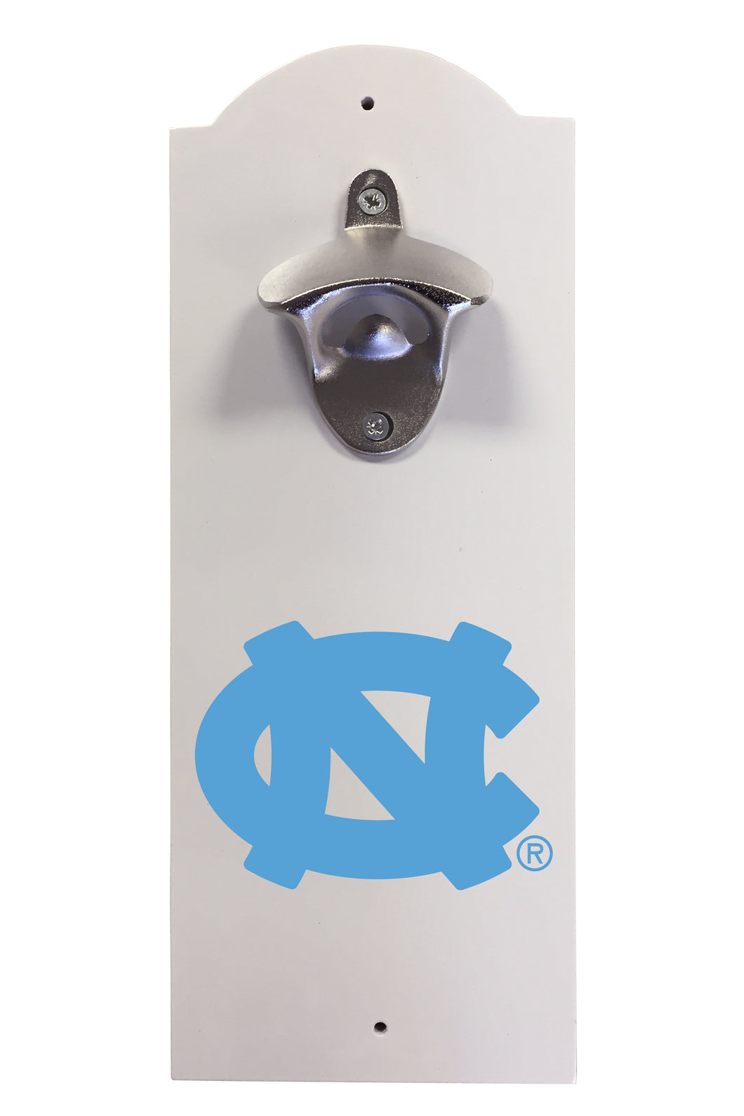 UNC Tar Heels Wall-Mounted Bottle Opener – Sturdy Metal with Decorative Wood Base for Home Bars, Rec Rooms & Fan Caves