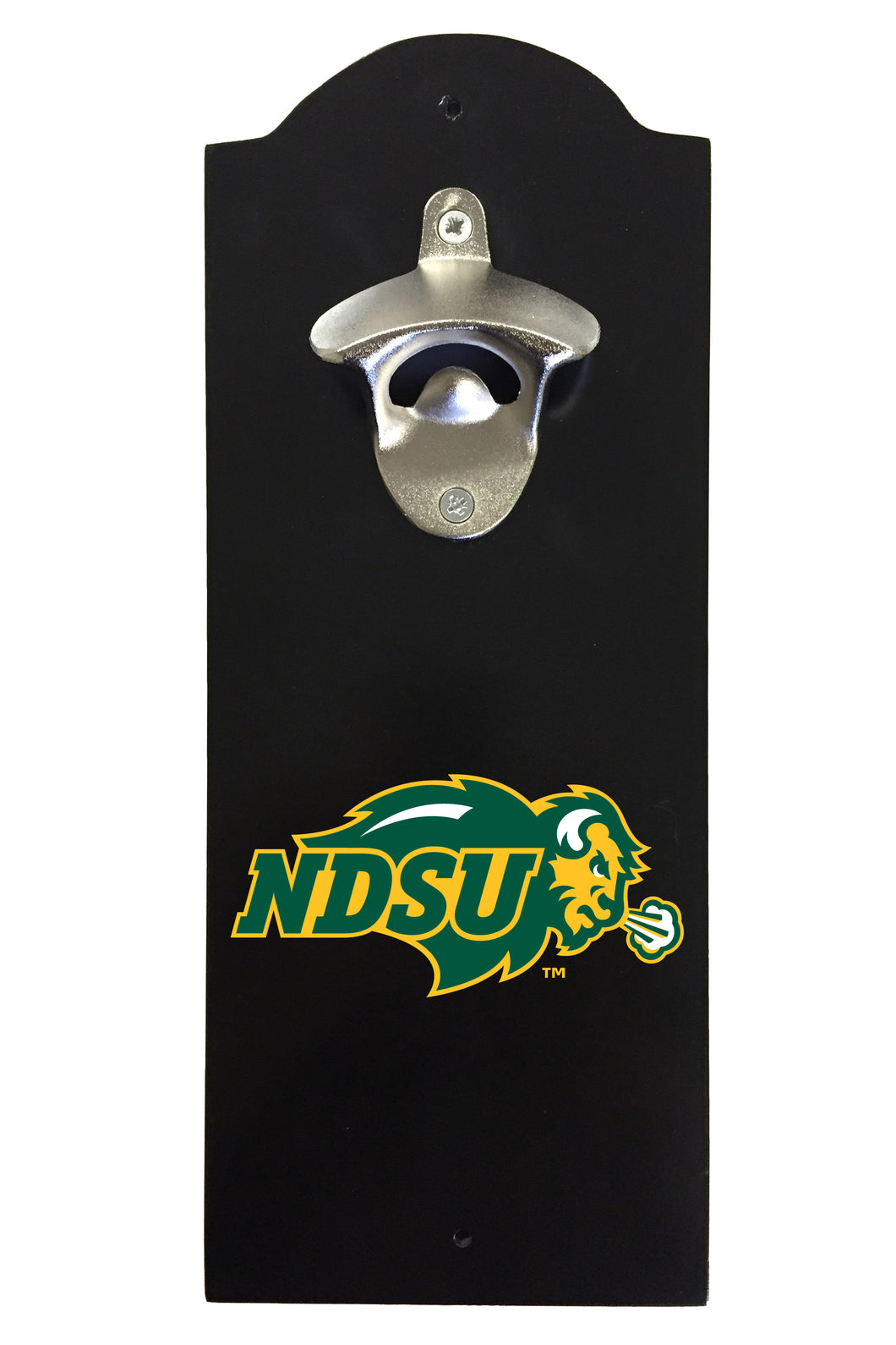 North Dakota State Bison Wall-Mounted Bottle Opener – Sturdy Metal with Decorative Wood Base for Home Bars, Rec Rooms & Fan Caves